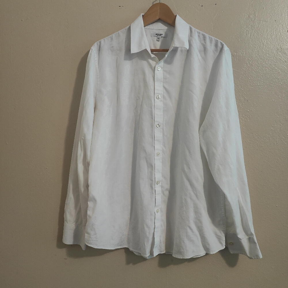 Men's Murano collezione size XL white floral print long sleeve shirt
